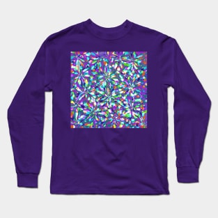 Purple Splashes Digital Fluid Art Design Long Sleeve T-Shirt